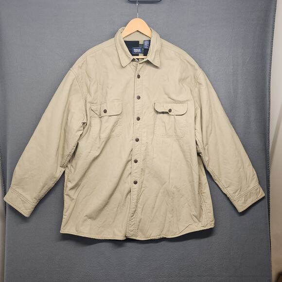 Berkley & Jensen Shacket Shirt Jacket Mens XL Beige Fleece Lined Plaid Vintage - Picture 16 of 16